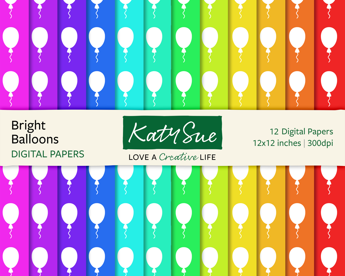 Bright Balloons | 12x12 Digital Papers