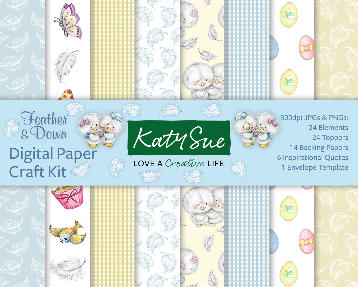 Feather & Down | Digital Paper Craft Pack Kit