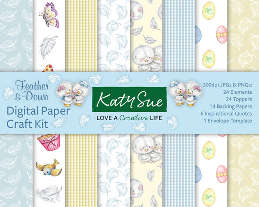 Feather & Down | Digital Paper Craft Pack Kit