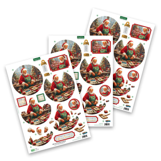 Die Cut Decoupage ‚Äì Santa's Workshop Bauble (pack of 3)