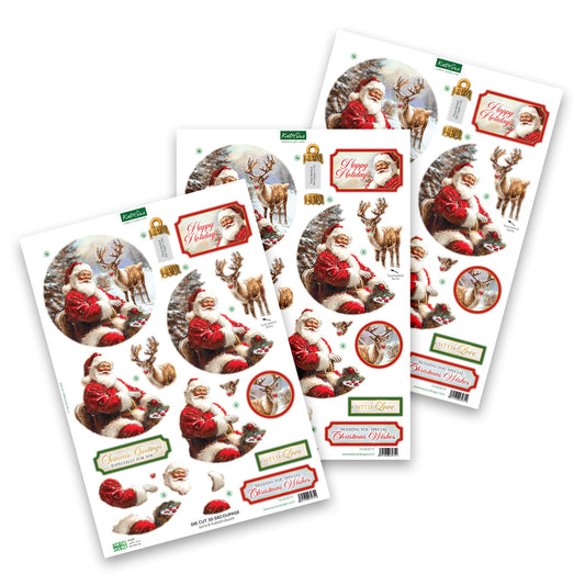 Die Cut Decoupage ‚Äì Santa & Rudolph Bauble (pack of 3)