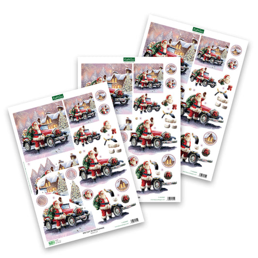 Die Cut Decoupage ‚Äì Santa's Car (pack of 3)