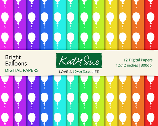 Bright Balloons | 12x12 Digital Papers