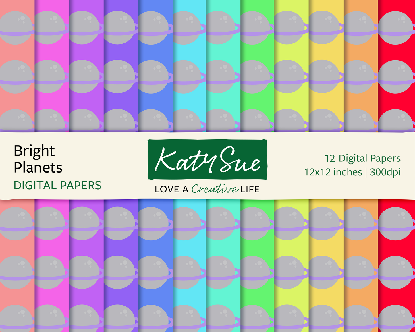 Bright Planets | 12x12 Digital Papers