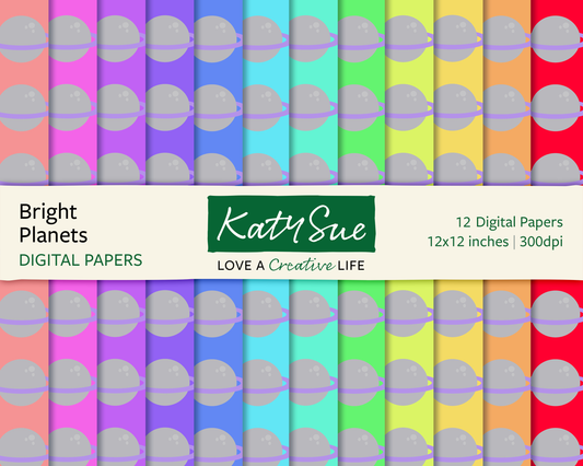 Bright Planets | 12x12 Digital Papers