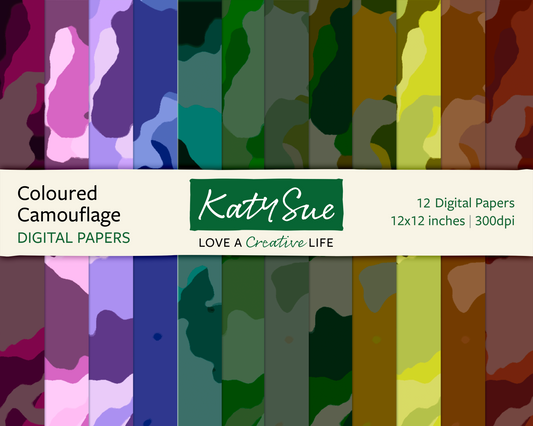 Coloured Camouflage | 12x12 Digital Papers