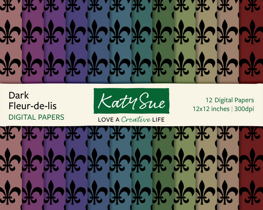 Dark Fleur-de-lis | 12x12 Digital Papers