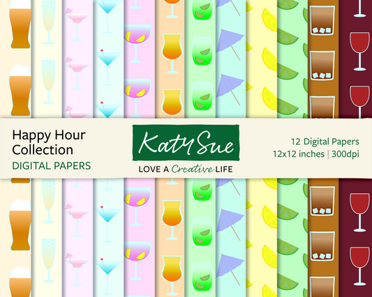Happy Hour Collection | 12x12 Digital Papers