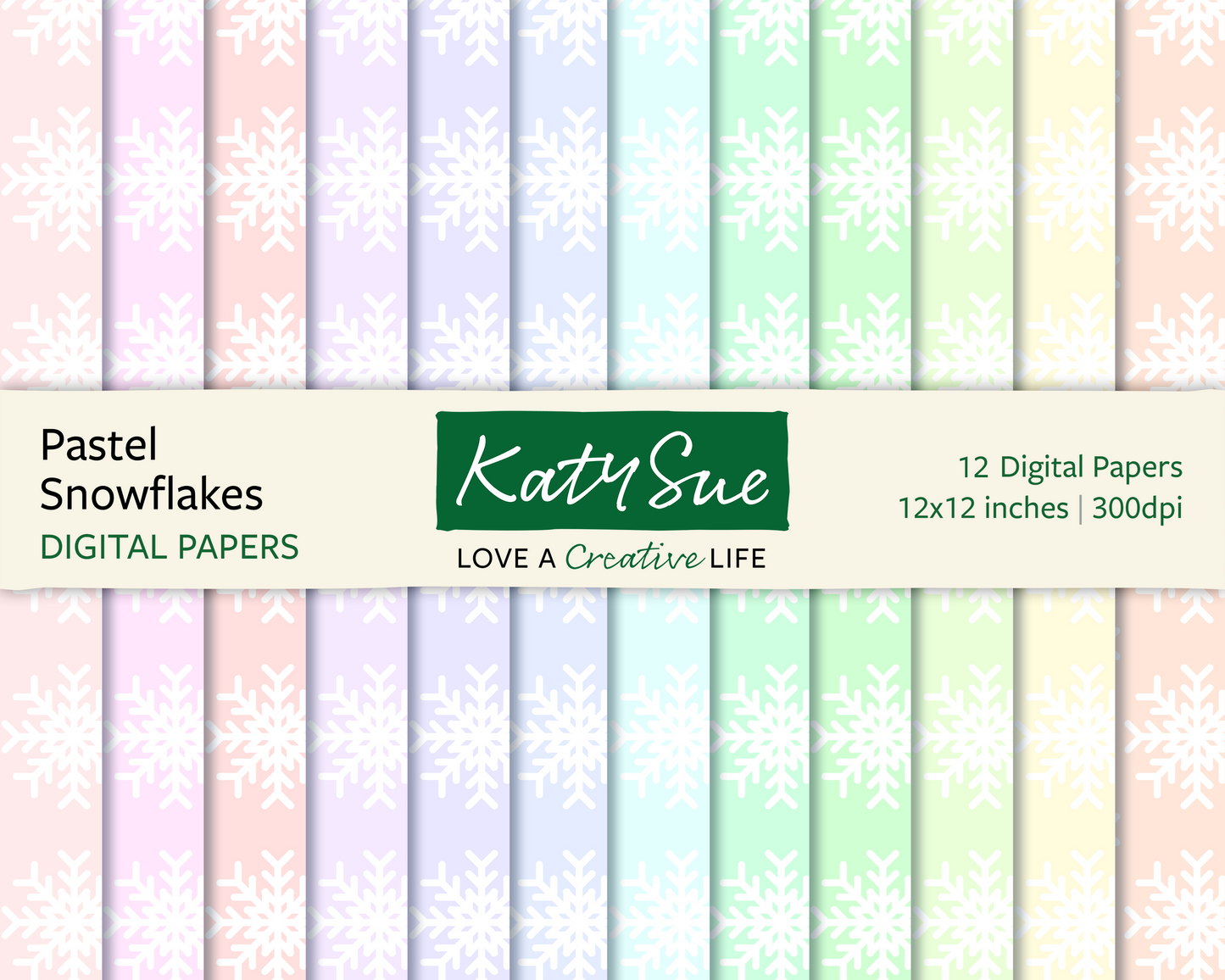 Pastel Snowflakes | 12x12 Digital Papers