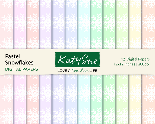 Pastel Snowflakes | 12x12 Digital Papers