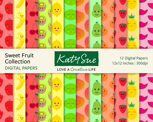 Sweet Fruit Collection | 12x12 Digital Papers