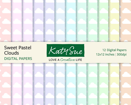 Sweet Pastel Clouds | 12x12 Digital Papers