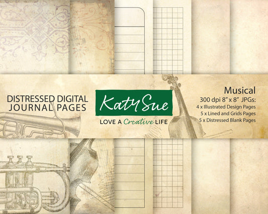 Distressed Musical | Digital Journal Pages