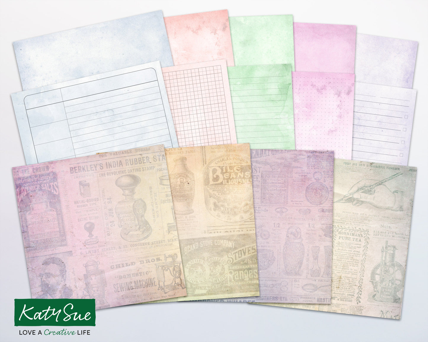 Distressed Pastel Advertisements | Digital Journal Pages